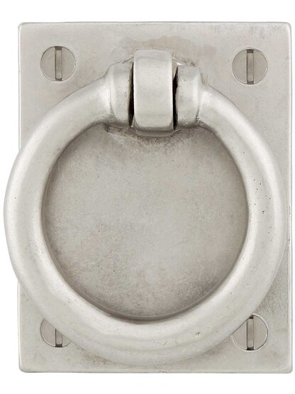 Rectangular Bronze Pull with Round Ring in White Bronze.